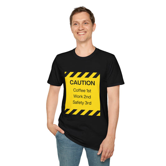 Mens Caution Blue Collar Work Tshirt Funny