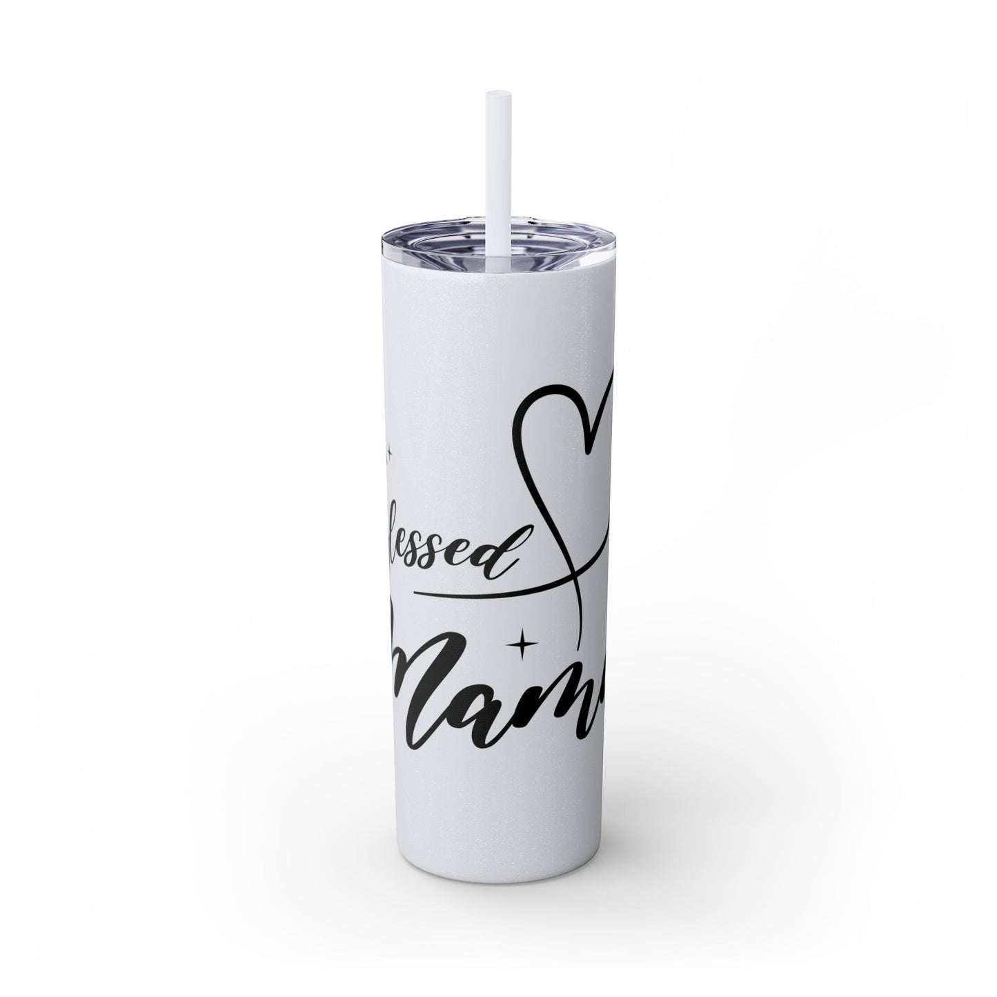 Blessed Mama Skinny 20oz Tumbler w/Straw - Glittery Gloss Finish