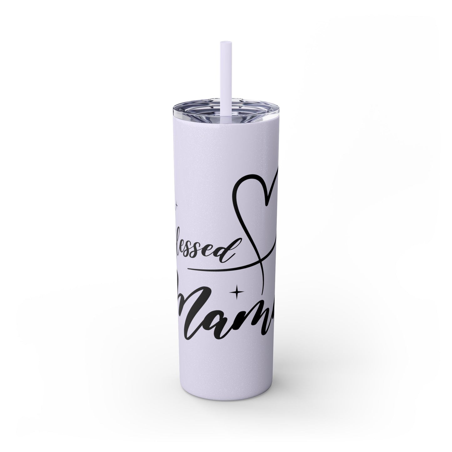 Blessed Mama Skinny 20oz Tumbler w/Straw - Glittery Gloss Finish