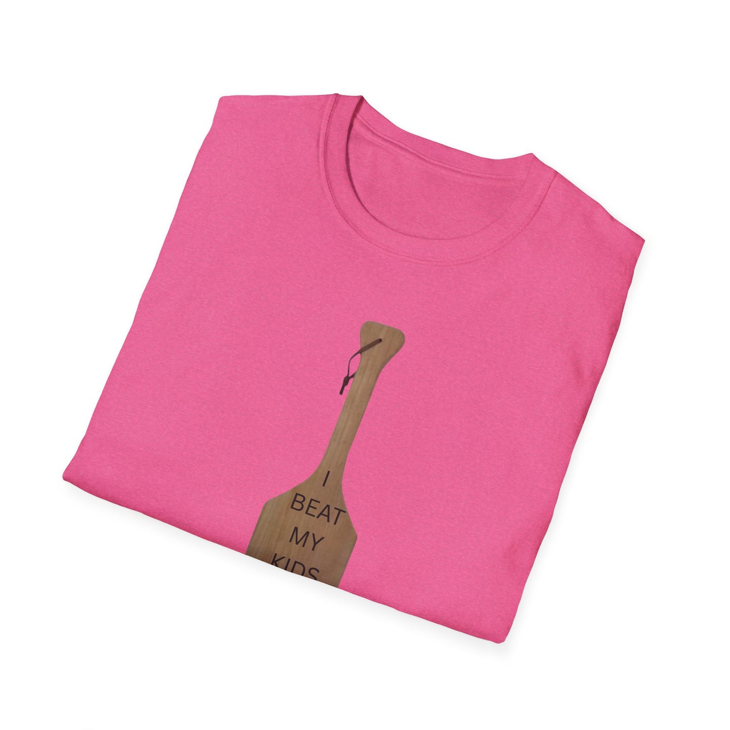 Funny Parenting T-Shirt - 'I Beat My Kids and They Turned Out Good' Unisex Softstyle Tee