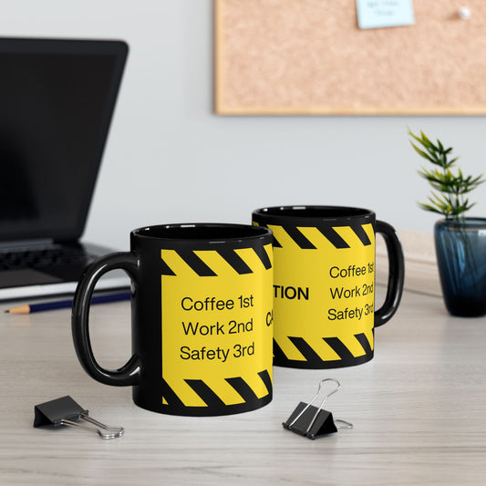 Caution Tape 11oz. Black Ceramic Mug