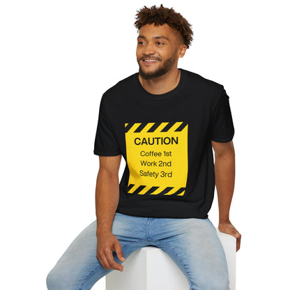 Mens Caution Blue Collar Work Tshirt Funny