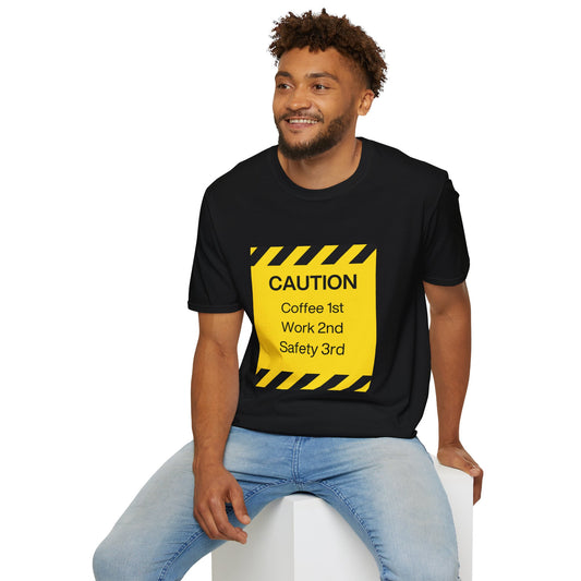 Mens Caution Blue Collar Work Tshirt Funny
