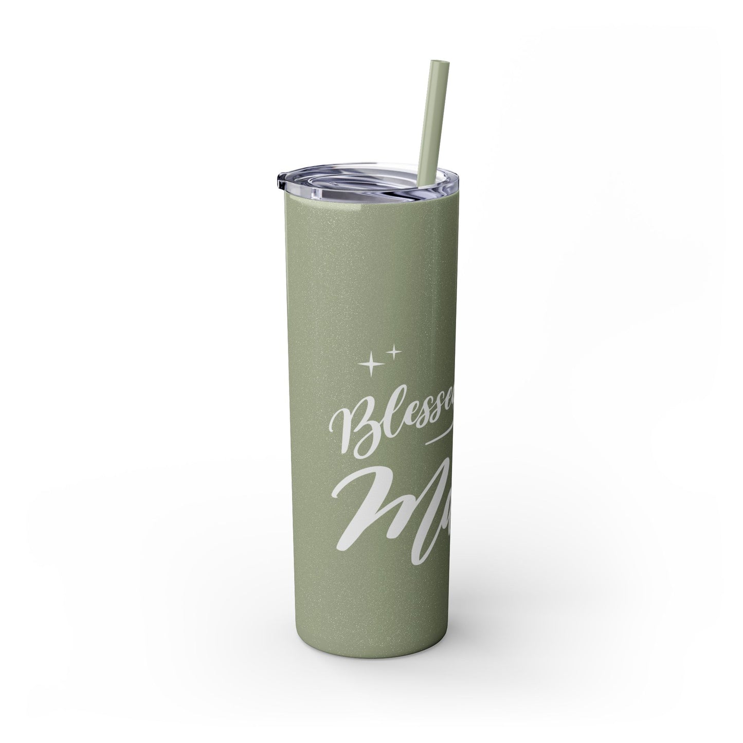 Blessed Mama Skinny 20oz Tumbler w/Straw - Glittery Gloss Finish