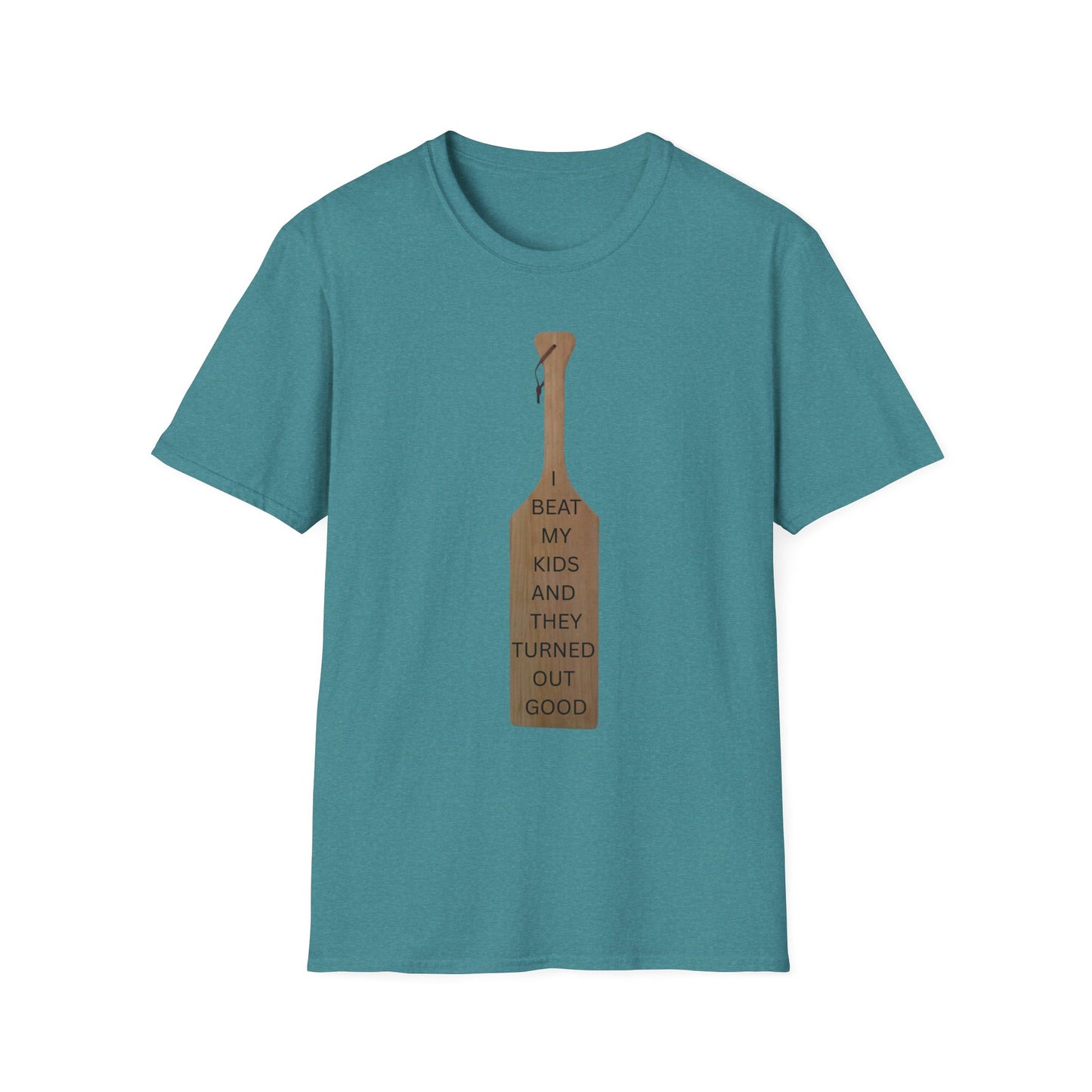 Funny Parenting T-Shirt - 'I Beat My Kids and They Turned Out Good' Unisex Softstyle Tee