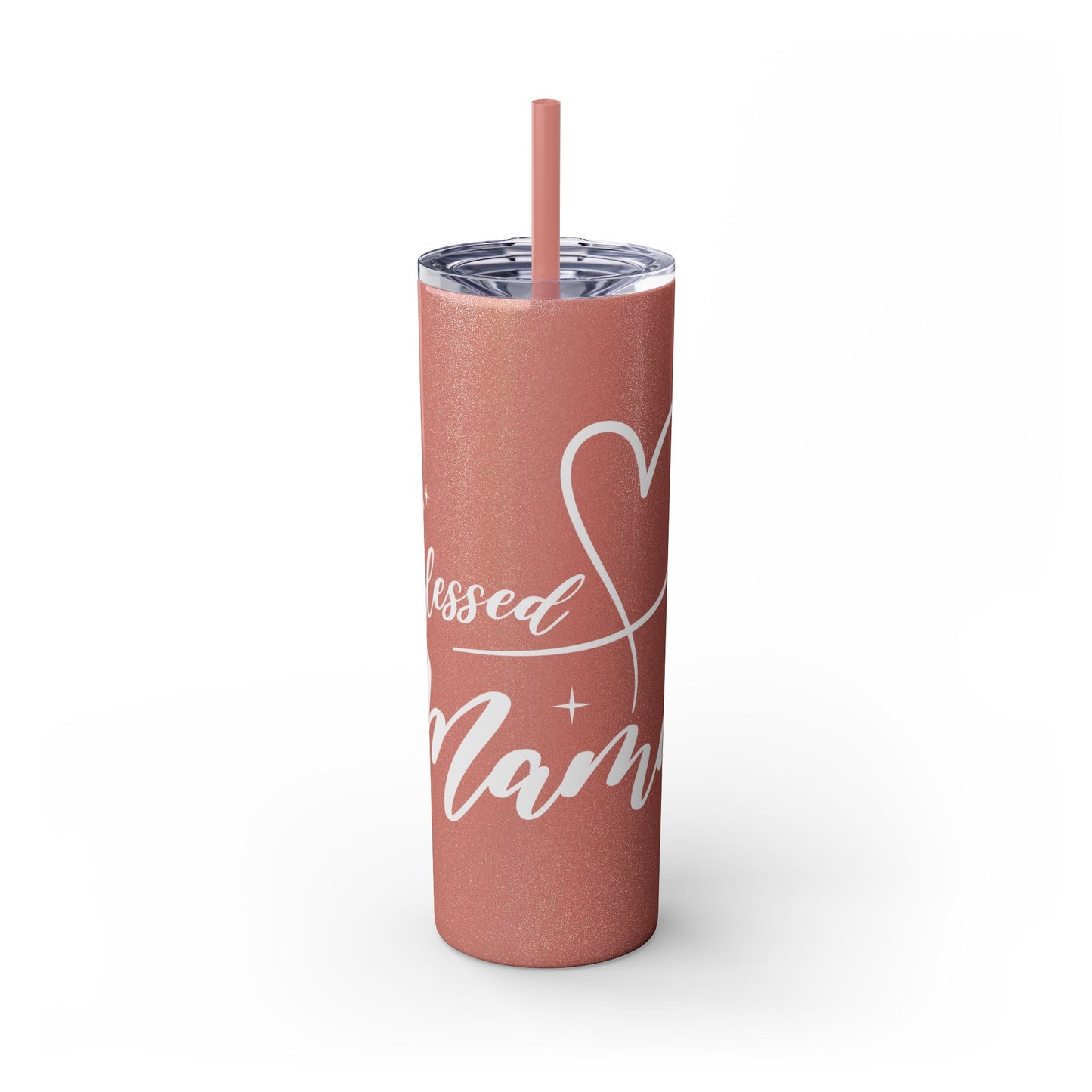 Blessed Mama - Glossy Glitter Finish 20oz. Skinny Tumbler