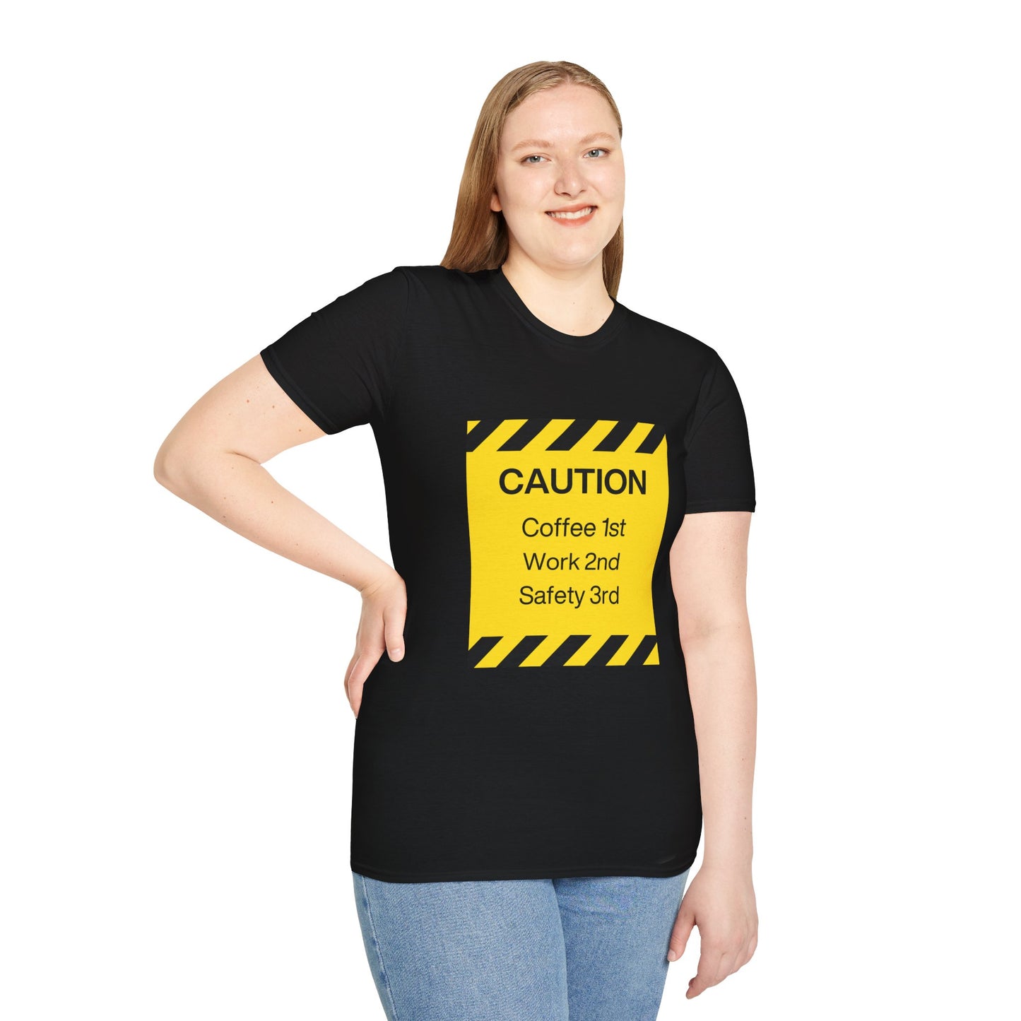 Mens Caution Blue Collar Work Tshirt Funny