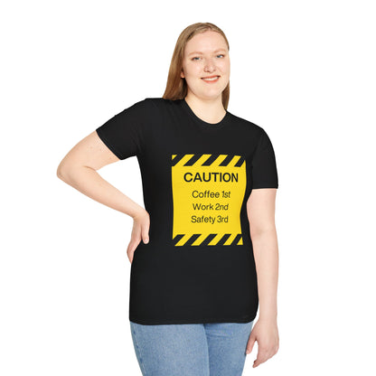 Mens Caution Blue Collar Work Tshirt Funny