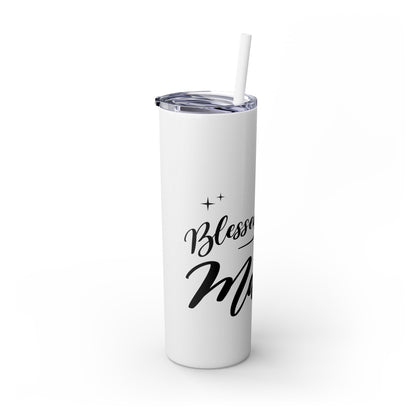 Blessed Mama Skinny 20oz Tumbler w/Straw - Glittery Gloss Finish