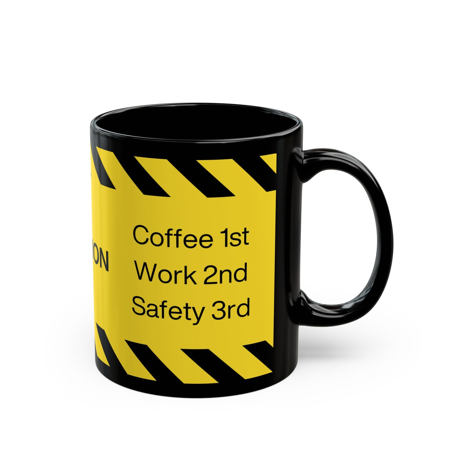 Caution Tape 11oz. Black Ceramic Mug