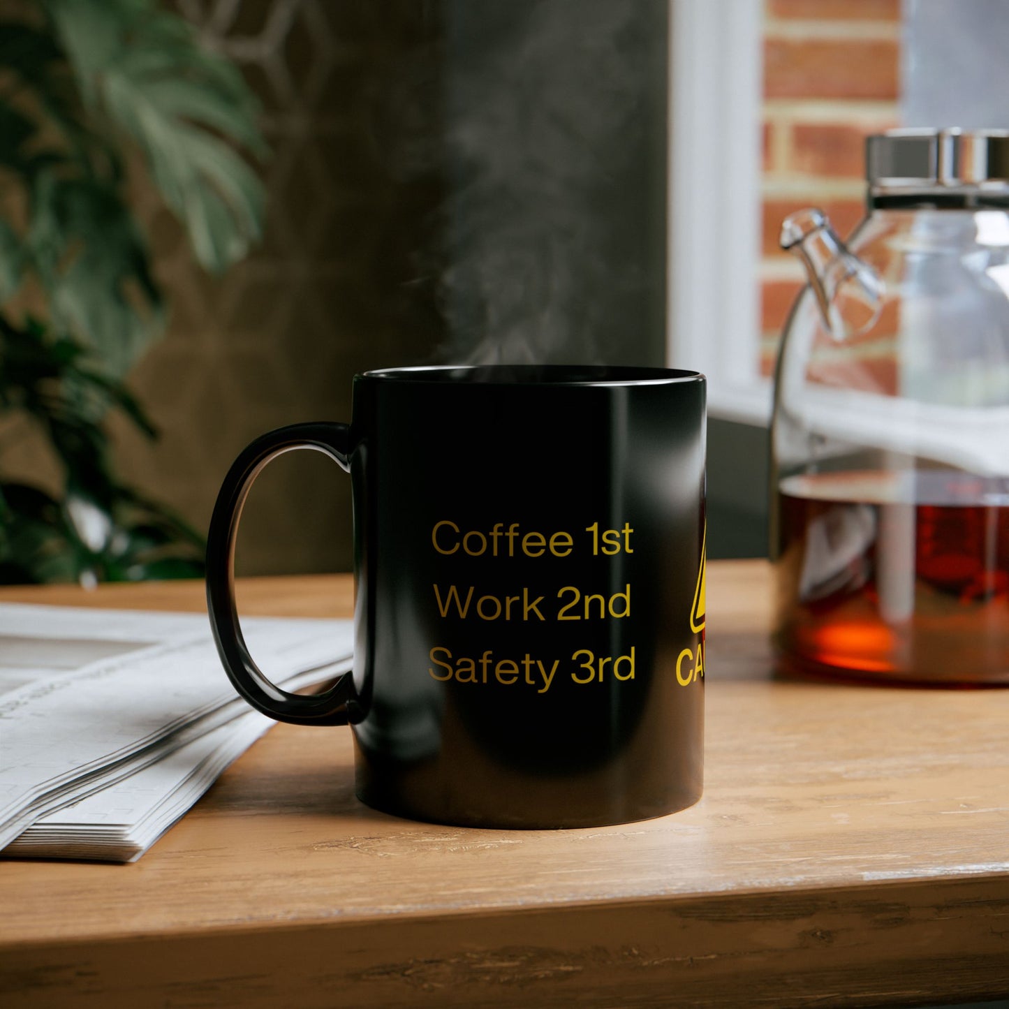 Caution Sign 11oz. Black Ceramic Mug