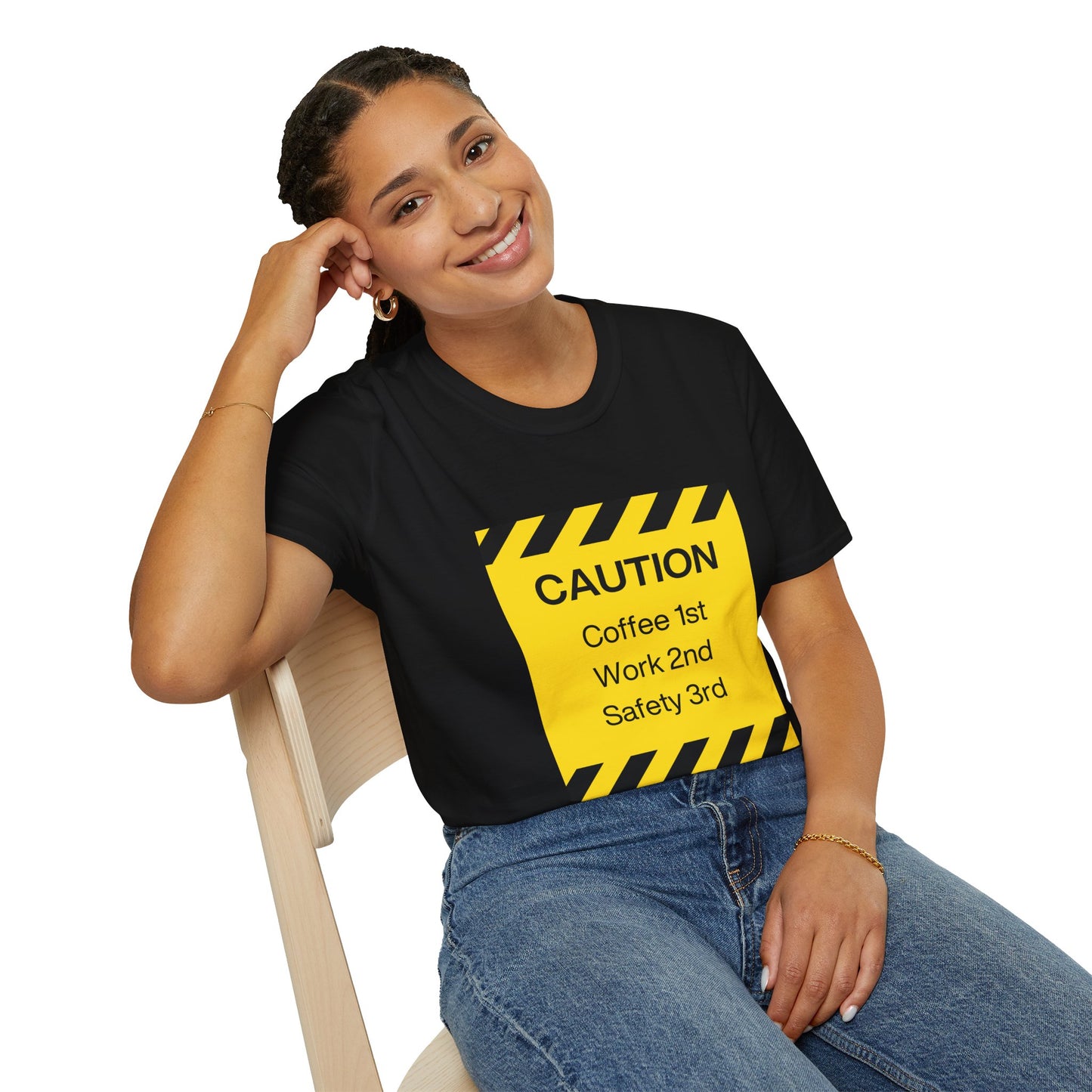 Mens Caution Blue Collar Work Tshirt Funny
