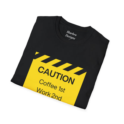 Mens Caution Blue Collar Work Tshirt Funny