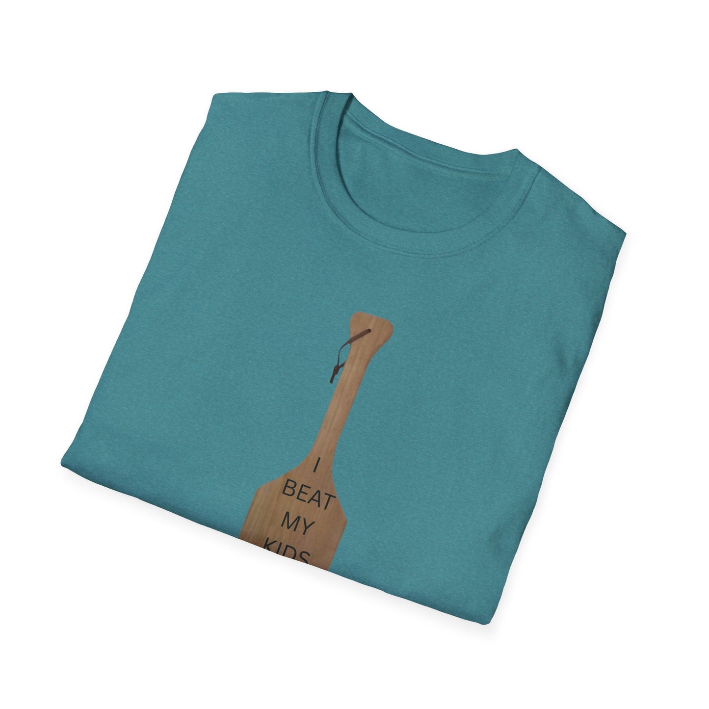 Funny Parenting T-Shirt - 'I Beat My Kids and They Turned Out Good' Unisex Softstyle Tee