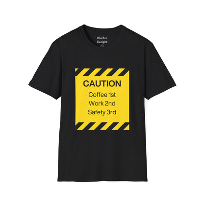 Mens Caution Blue Collar Work Tshirt Funny