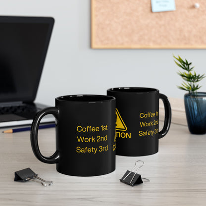Caution Sign 11oz. Black Ceramic Mug