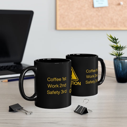 Caution Sign 11oz. Black Ceramic Mug