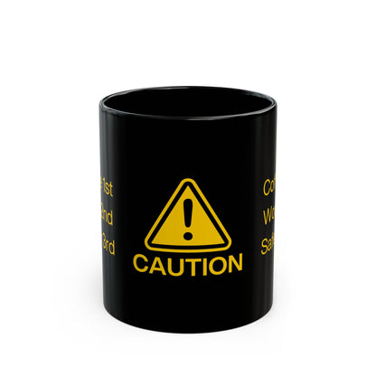 Caution Sign 11oz. Black Ceramic Mug