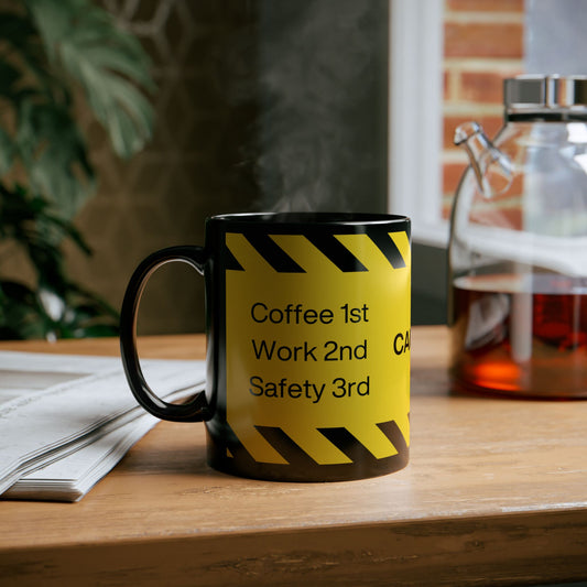 Caution Tape 11oz. Black Ceramic Mug
