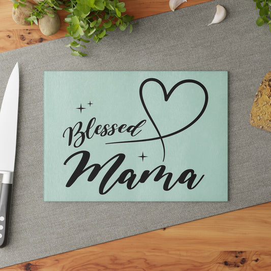 Blessed Mama Glass Cutting Board